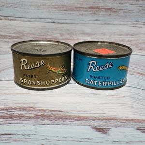 Reese Canned Grasshopper and Caterpillar Vintage Unopened